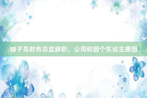 獐子岛财务总监辞职，公司称因个东谈主原因